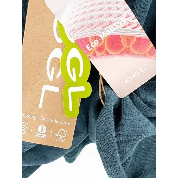 OGL Top Size M NEW Forest Night Blue Surplice Long Sleeve Top V Neck Stretch - Picture 3 of 12